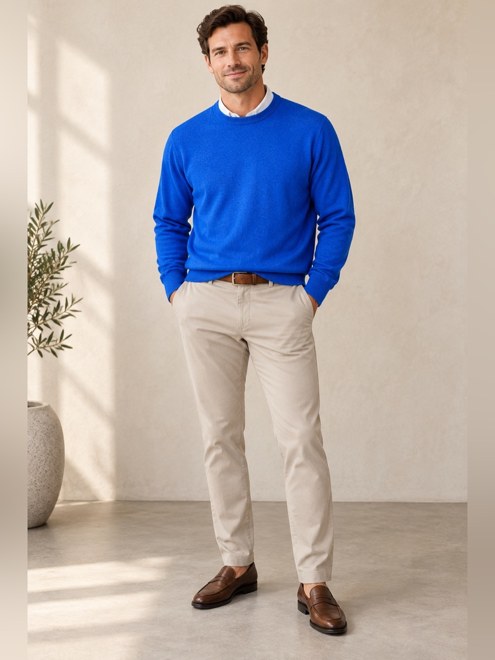 Peter Millar Men’s XL Blue Pima Cotton Silk Cashmere Crewneck Sweater